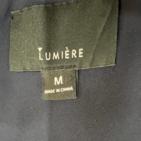 Lumiére Navy Mini Dress, Silver Grommet Halter, Size M, Cocktail Party - Picture 3 of 9